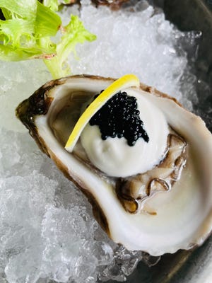 An oyster topped with caviar from Iron Whale in Asbury Park.
