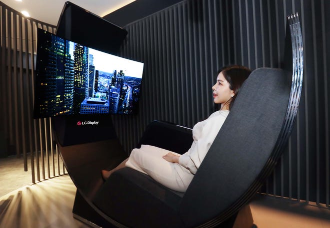 LG's Media Chair is a recliner with a 55-inch TV attached.