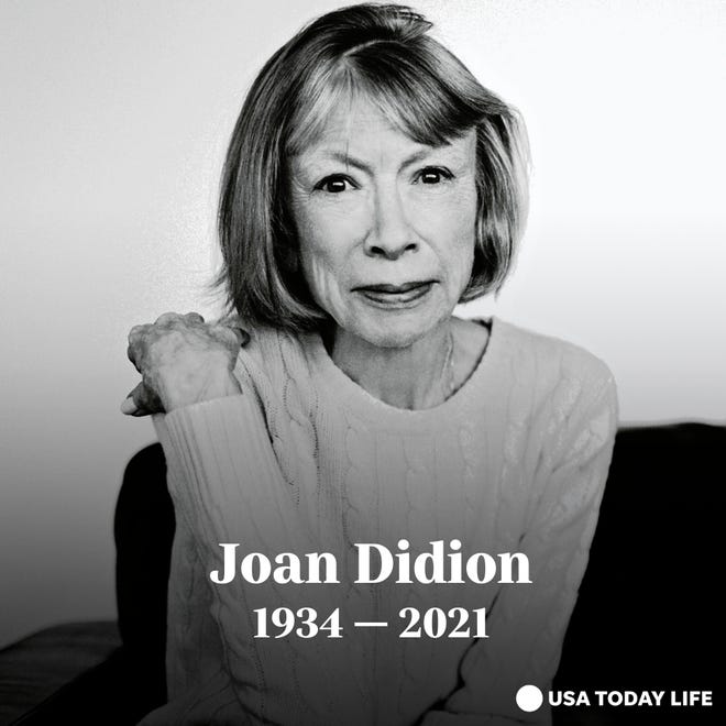 Acclaimed memoirist and novelist Joan Didion has died at age 87 of Parkinson's disease.