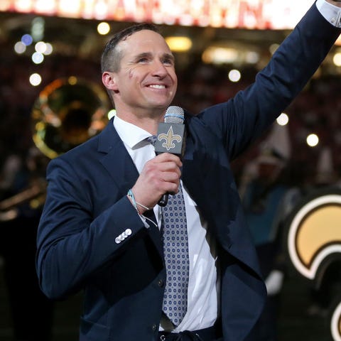 Drew Brees was honored at halftime of the Saints' 
