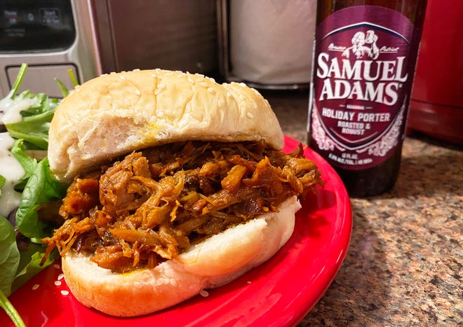Pulled pork, made with Samuel Adams Holiday Porter.