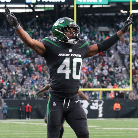 New York Jets cornerback Javelin Guidry (40) celeb