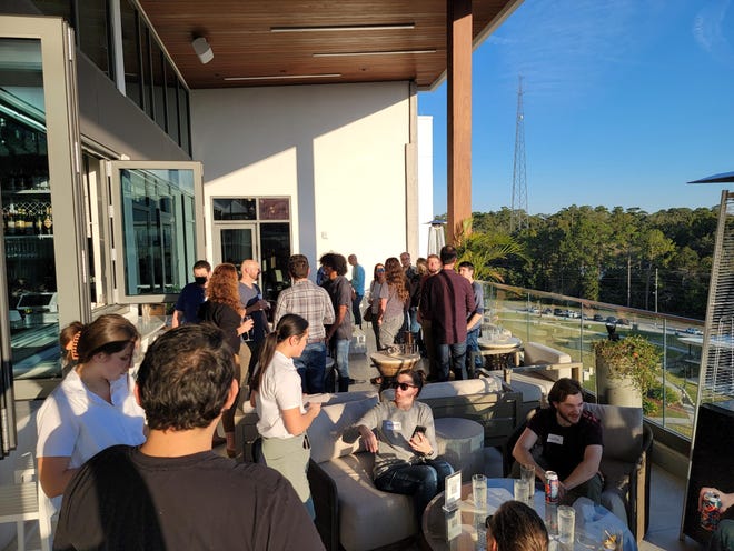 A networking group for tech employees, Nerds Around Tallahassee, meet at first get-together at Charlie Park Rooftop Bar.