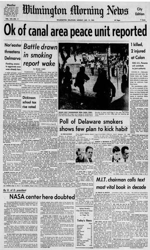 Front pages of the Wilmington Morning News from Jan. 13, 1964.