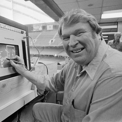 John Madden practices the electronic charting devi