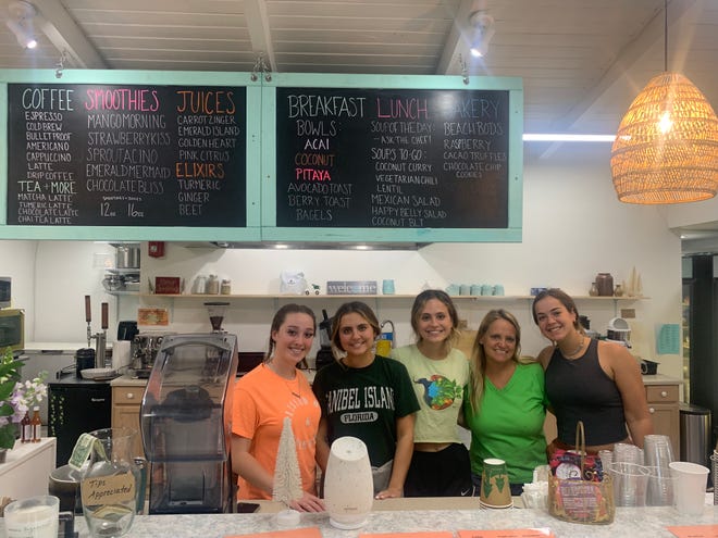 From left to right: Emily Rendall, Julia Senkeleski, owner Jianna Senkeleski, Katie Haas and Angela Bermudez at The Sanibel Sprout.