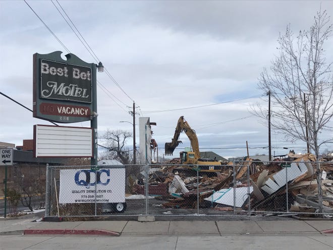 The Best Bet Motel at 500 S. Center St. in Reno comes down on Thursday, Dec. 30, 2021.