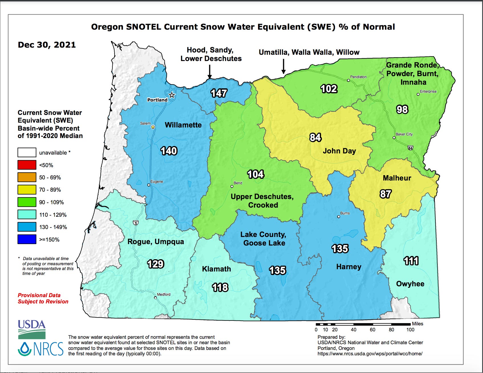 Oregon Snow Levels