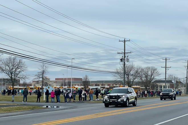About 150 people waiting in line for COVID testing at a Curative pop-up at Cape Henlopen High School in Lewes around 3 p.m. Dec. 30.