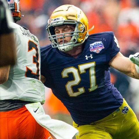 Notre Dame's JD Bertrand (27) rushes during the 20