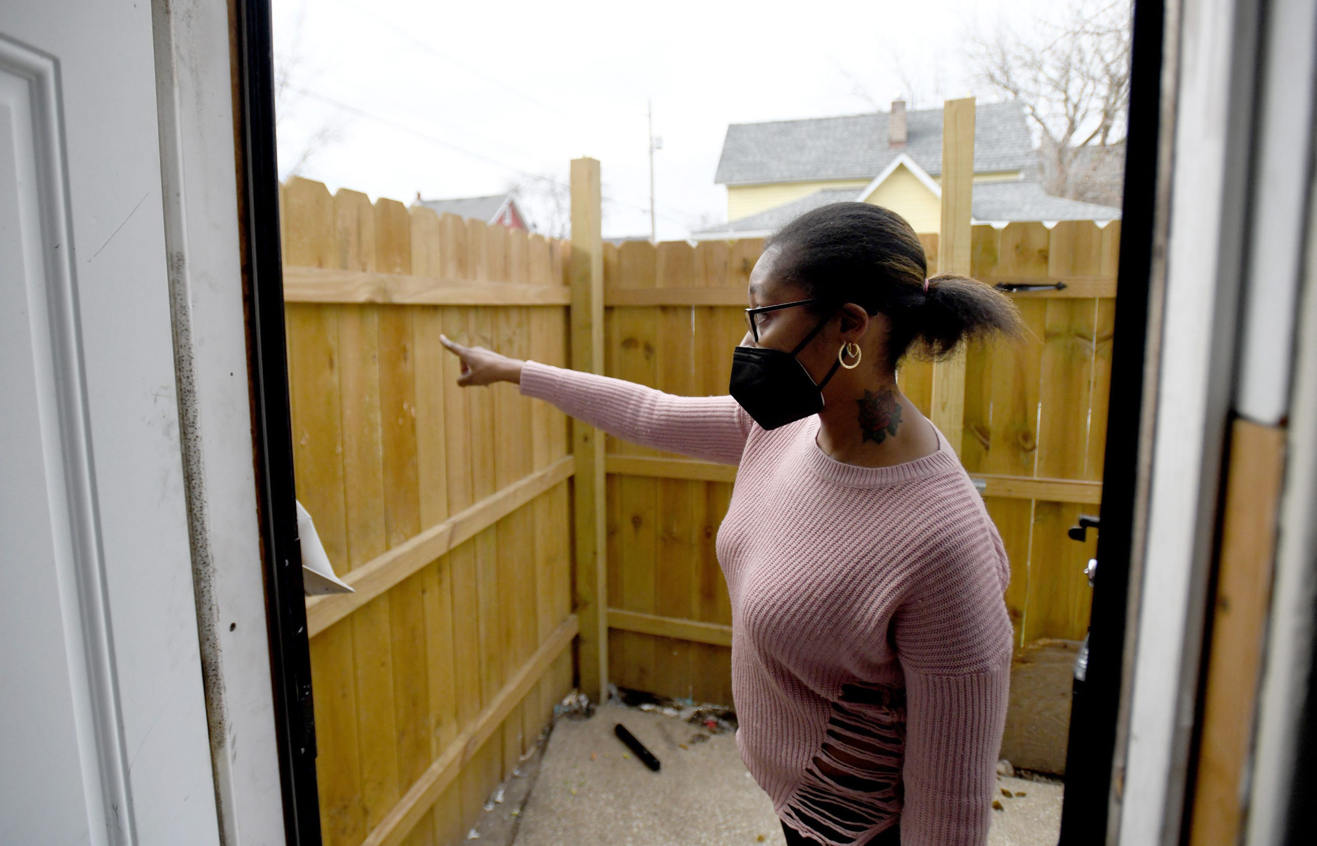 Marquetta Williams recounts the events surrounding the death of her husband, James Williams, 46, who had been shooting celebratory gunfire into the air to ring in 2022 was shot to death by a Canton Police officer firing through the family's enclosed wooden security fence.   Monday, January 3, 2021.