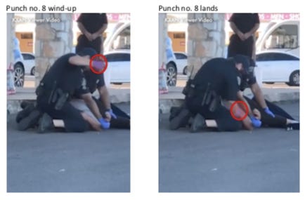 The lawsuit against the city of Austin and the Police Department includes screenshots from a video shot by a bystander, showing an Austin police officer punch Simone Griffith eight separate times.