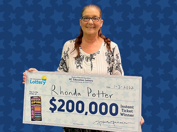 Rhonda Potter of Bayboro recently won $200,000 from the N.C. Lottery.