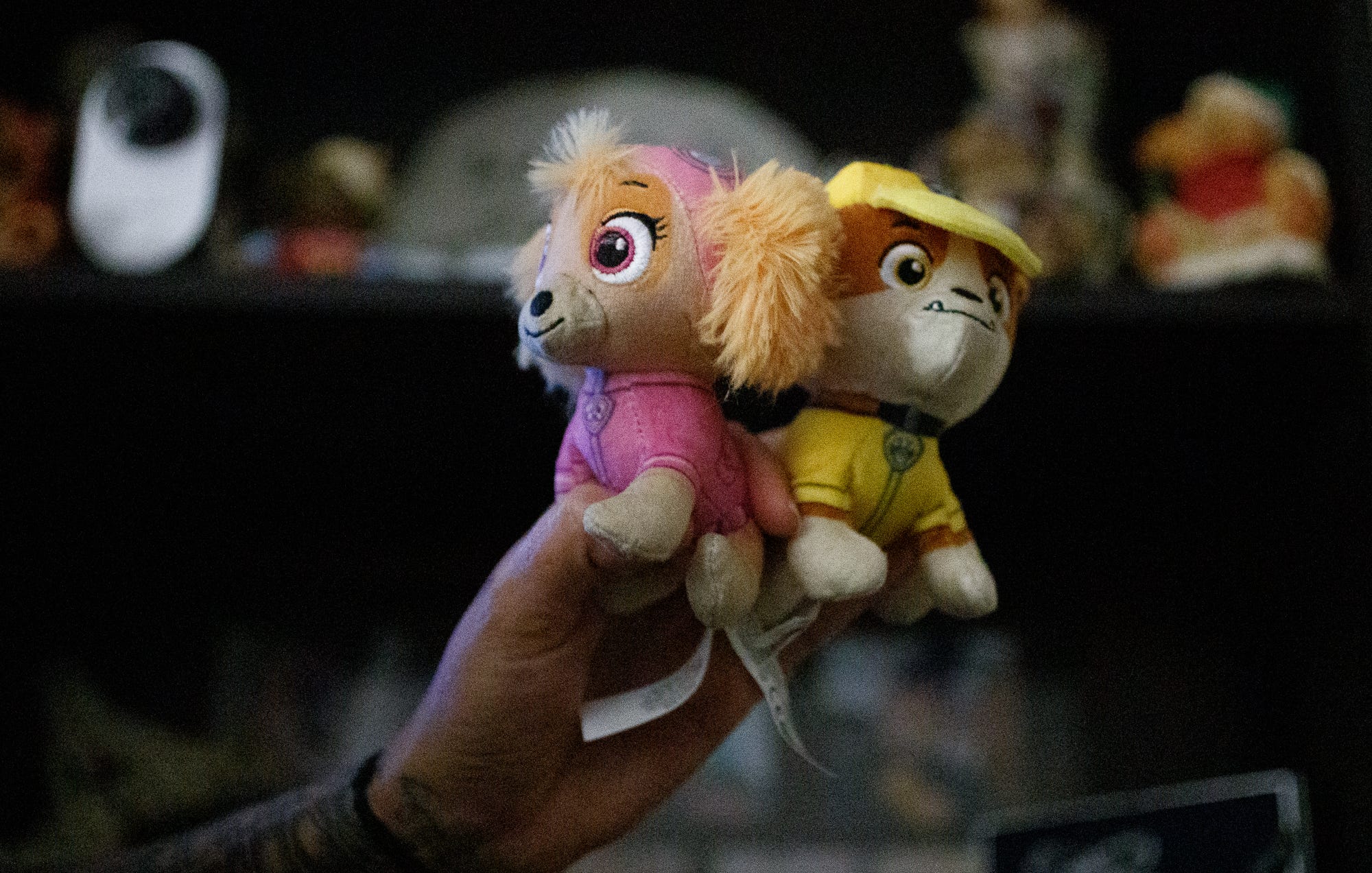 Tanya Axsom holds two Paw Patrol stuffed animals Tuesday, Dec. 7, 2021, inside her home in Bloomington, Ind. They were a couple of Emma Grace Cole's favorite toys. According to Axsom, Cole thoroughly enjoyed watching the children's TV show.