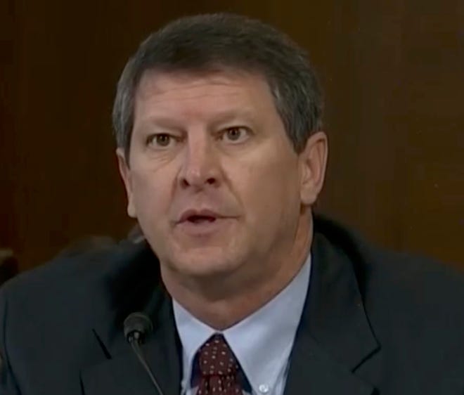 Richard Raines, seen here testifying in 2017 before the U.S. Senate Energy and Natural Resources Committee on efforts to protect the electric grid and the nation’s energy providers from cybersecurity threats.