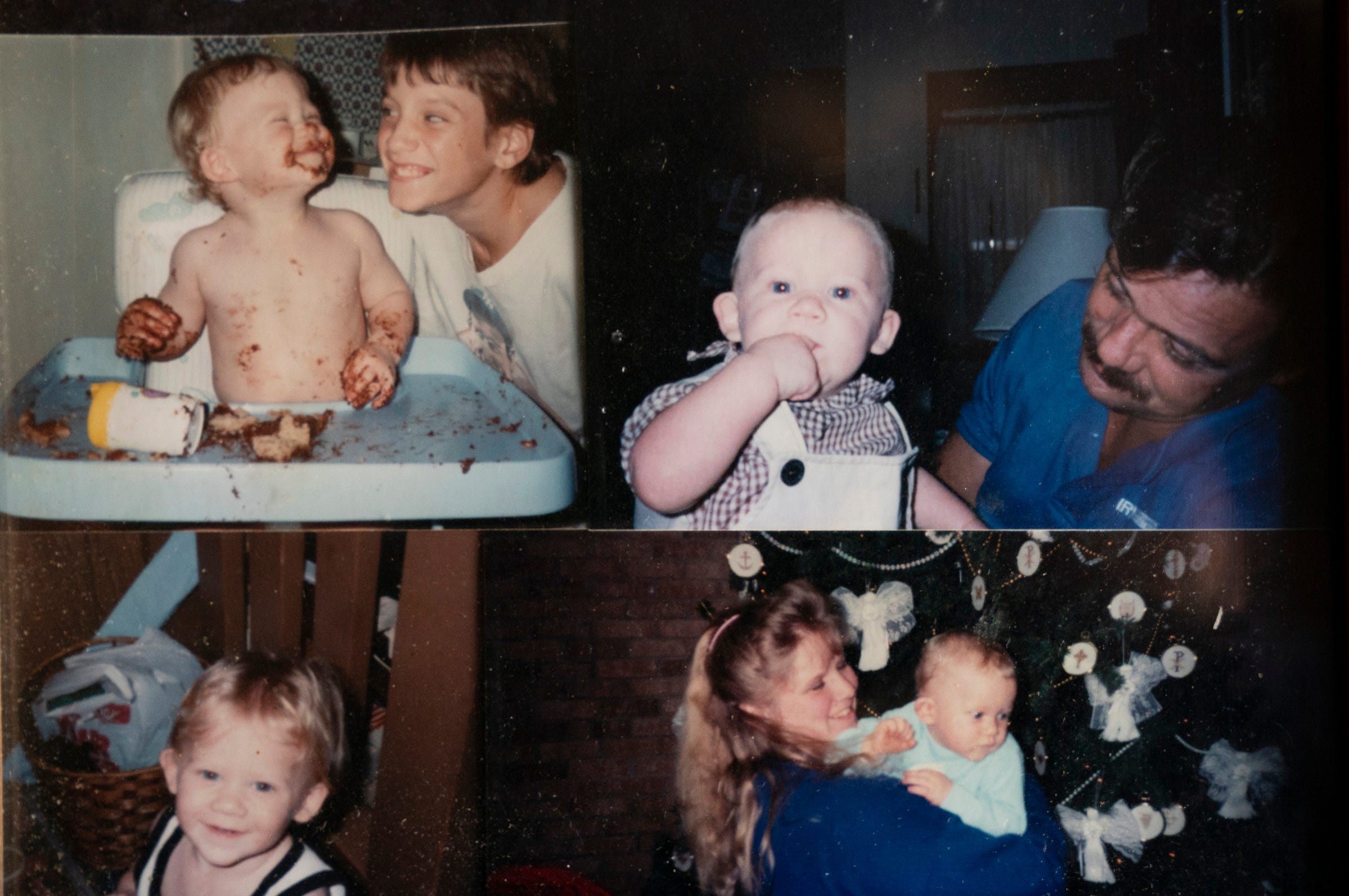 A photo collage of Kathi Kuykendall's family including baby Asa, Eric and her husband Steve. 