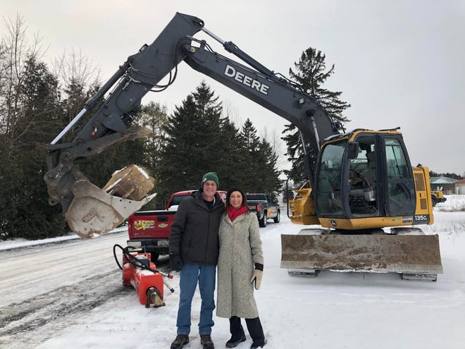 Stuart Champeau and Lola DeVillers, co-founders and artistic directors of Rogue Theater, prepare for the Dec. 30, 2021, groundbreaking for the new DC Arts Center building in Sturgeon Bay that will house their community theater company.