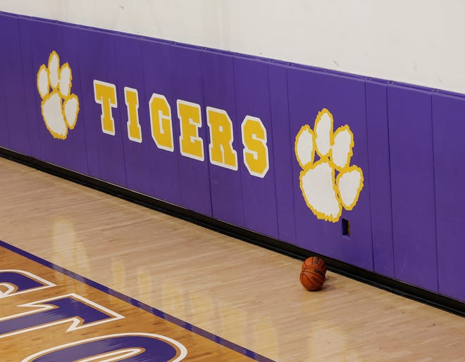 Basketballs sit at the end of the court at Hagerstown.