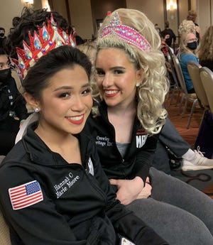 (Left to right) Hannah Cunniffe of Basking Ridge, a senior at Mount Saint Mary Academy, qualified for World Irish dancing championships and Meghan Crowley of Flemington, a junior  competed in the same age and category.