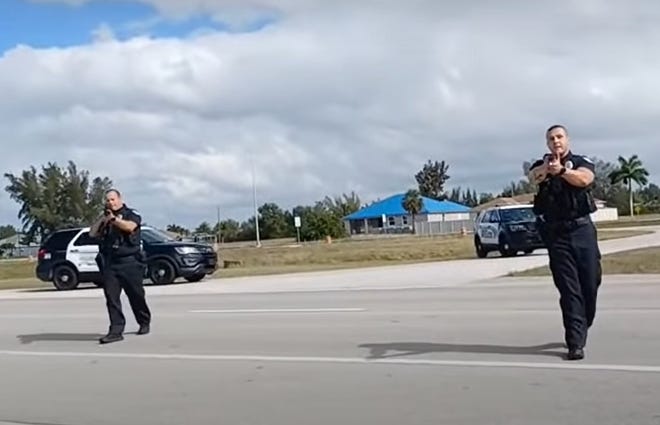 A cell phone recording posted on YouTube shows Cape Coral police using a TASER on a man walking along a Cape Coral street and carrying what he described as a tri-pod case