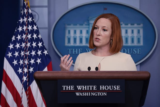 White House press secretary Jen Psaki answers questions during the daily White House press briefing January 6, 2022 in Washington, DC.