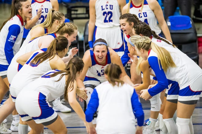 Lubbock Christian University guard Channing Cunyus, center, and the Lady Chaps will open the season Nov. 5-6 at a tournament in Kansas City. LCU announced its women's basketball schedule Wednesday.
