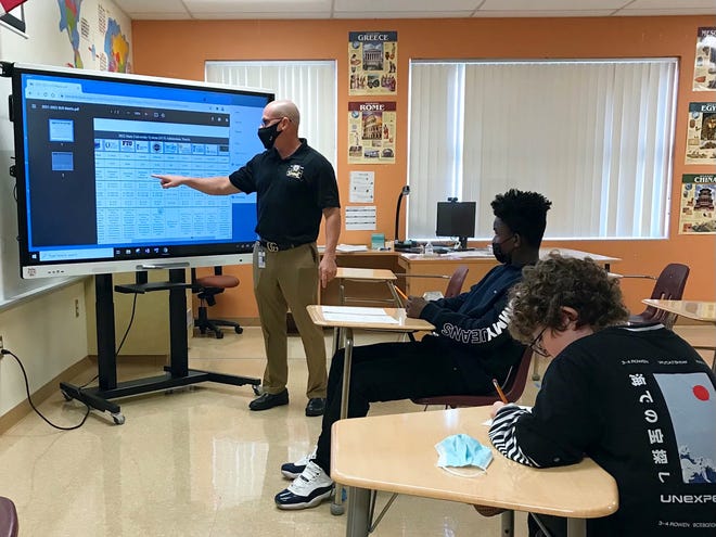 Palm Beach County Deputy Schools Superintendent Edward Tierney served as a substitute teacher Friday, Jan. 7, 2021, at Indian Ridge School in West Palm Beach. Photo Courtesy of Palm Beach County School District