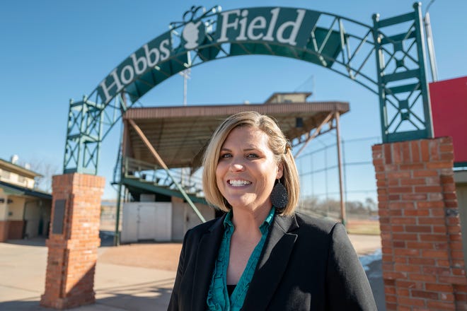 Christie Koschke stands near Hobbs Field. The Pueblo native has been named the Runyon Sports Complex general manager and is the first woman to hold the position.