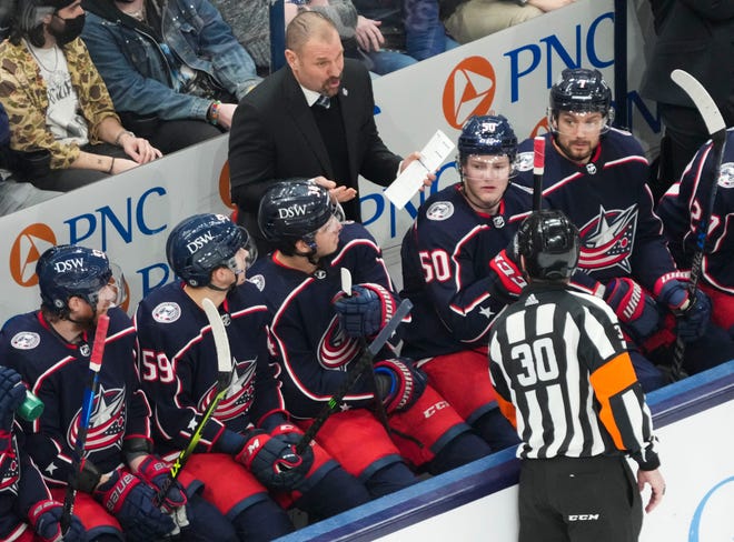 Coach Brad Larsen and the Blue Jackets are 3-6-1 in their last 10 games and will face the Canadiens Monday before hosting the Blackhawks on Tuesday.