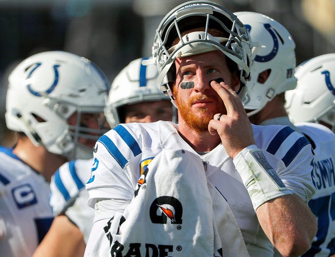 Colts QB Carson Wentz threw his first road interceptions of the 2021 season in a miserable loss Sunday afternoon in Jacksonville.