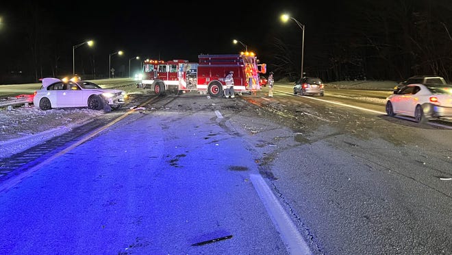 With help from area fire departments, Maine State Police responded Saturday, Jan. 8, 2022, to reports of a wrong-way driver and multiple crashes on the Maine Turnpike in Wells and Kennebunk. The driver was accused of drunken driving. Only minor injuries were reported.