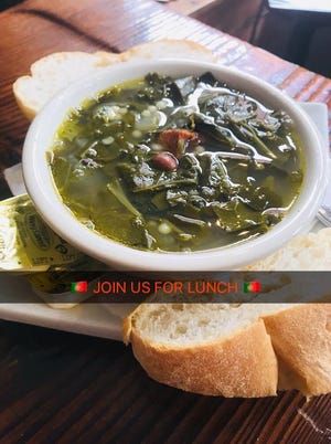 Warm up with a bowl of kale soup at Tia Maria's European Cafe in New Bedford.