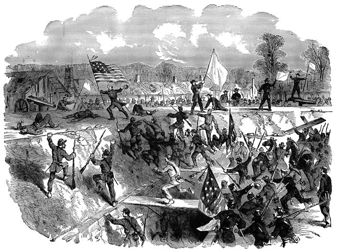 Confederates had been disrupting Union shipping on the Mississippi River at Fort Hindman, at Arkansas Post. Union boats began landing troops near there in January, 1863. Major Gen. William T. Sherman's corps overran Rebel trenches, and the enemy retreated to the protection of the fort and adjacent rifle-pits. A local man’s account is this week’s story.
