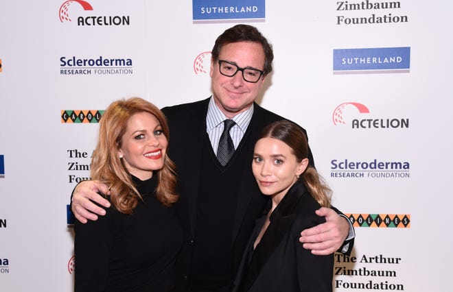 Candace Cameron Bure (from left), Bob Saget and Ashley Olsen attend a benefit for the Scleroderma Research Foundation at Carolines on Broadway on Dec. 8, 2015, in New York City.