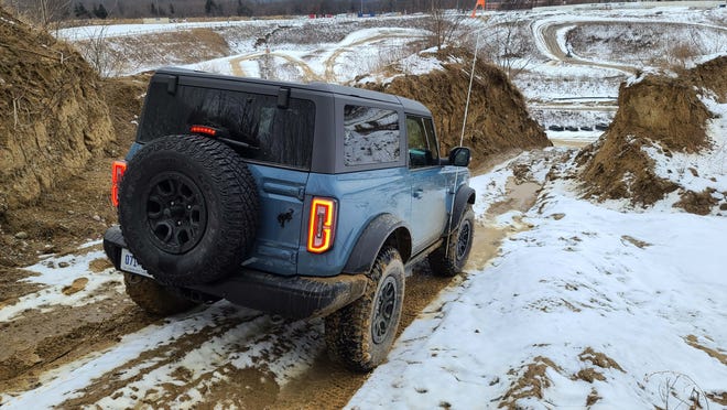 The 2021 Ford Bronco 2-door can go down as well as up with trail crawl assist feature that manages steep grades with a sort of off-road cruise control.