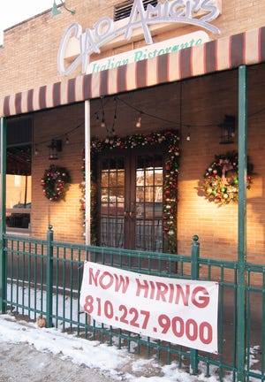 Ciao Amici's Italian Ristorante, shown Tuesday, Jan. 11, 2022, is among a number of Brighton-area restaurants seeking help.