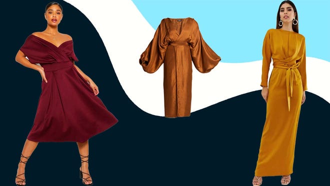 Tackle the cold-weather season by stepping into these winter wedding guest dresses.
