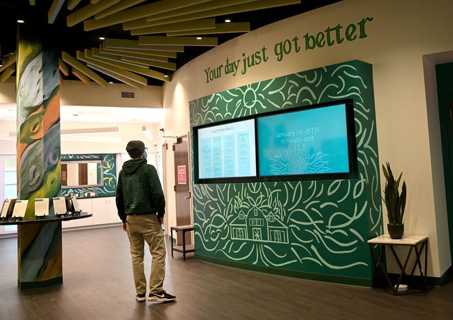 The lobby of Bountiful Farms, a medical marijuana dispensary in Natick, Jan. 12, 2021. Products at Bountiful Farms are grown at company's cultivation facility in Lakeville.