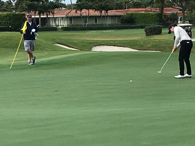 Meghan Stasi missed this birdie putt but she still advanced to Thursday's semifinal round at the Jones/Doherty Women's Amateur Championship at Coral Ridge Country Club.