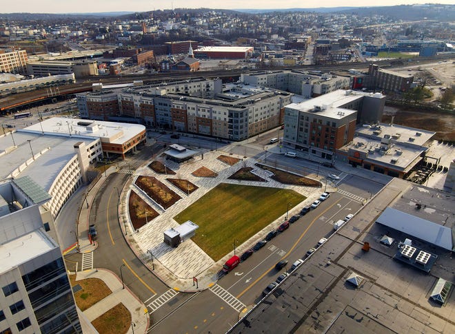 CitySquare at Front and Mercantile streets.