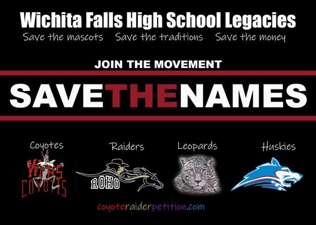 The Coyotes Legacy group is proposing a new plan for the mascots and colors of Wichita Falls ISD high schools. The group has changed its name to Save the Mascots.