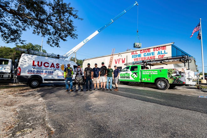 Lucas Air Conditioning, Eustis Roofing and Edâ€™s Crane came together to help the Mount Dora VFW with two new air units and roof repair. [submitted] cindy peterson