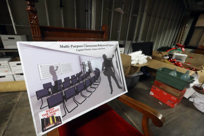 A artist rendering of a Multi-purpose classroom/rehearsal space Wednesday Jan. 12, 2022 on the second floor the downtown Burlington theater. Tammy McCoy, executive director of the Capitol Theater will be heading up a capitol campaign later to month to raise funds from updates to the theater.