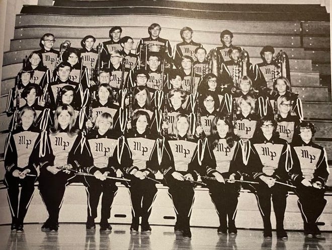 Picture of the Past is from the 1969 Mount Pulaski High School yearbook, “The Hilltop” and shows members of the Pep Band. First row from left: Patty Bates, Nina Skaggs, Mary Hamm, Linda Jackson, Anna Lou Maxheimer, Louise Nall, Verna Wines and Cheryl Scroggin. Second row from left: Susan Webb, Jane Talmage, Dawn Broughton, Judy Maxheimer, Joyce Stoll, Mary Ann VanHook, Theresa Wolf and Dianna Wilham. Third row from left: Lisa Broughton, Jim Poffenbarger, Terry Scrogin, Karen Buckles, Dianna Gaultney, Jane Connolley, Janet Hagenbuch and Nanci Rockwell. Fourth row from left: Gay Berry, Linda Dunn, Frank Naylor, Frank Buckles and Gary Jackson. Fifth row from left: David Enge, Julian Stoll, Steve Schilt, Mike Whitson, Tim Stauffer and Randy Cowan. Sixth row from left: Neil Pope, Bruce Sniff, Alan Gulso and Jackie Gasaway. Special thanks to Mary Radtke for sharing the photo.