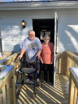 Life became a little easier for veteran Robert Beck and his wife, Carmel, after Habitat for Humanity helped build a ramp at the couple's LaSalle home. Robert moves around with a walker and the ramp will be of great help to him.