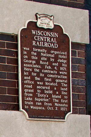 The whereabouts of a Wisconsin Central Railroad historical marker that once was mounted on Hotel Menasha are unknown.