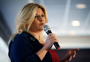 In this April 26, 2016, file photo, Michele Fiore participates in a Republican debate in Henderson, Nev.