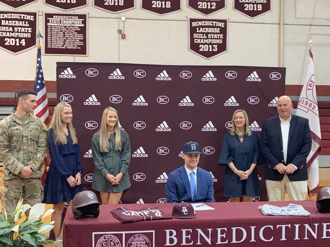 Charles Pulaski of Benedictine signed to play baseball at Berry College in a ceremony at school on Thursday.