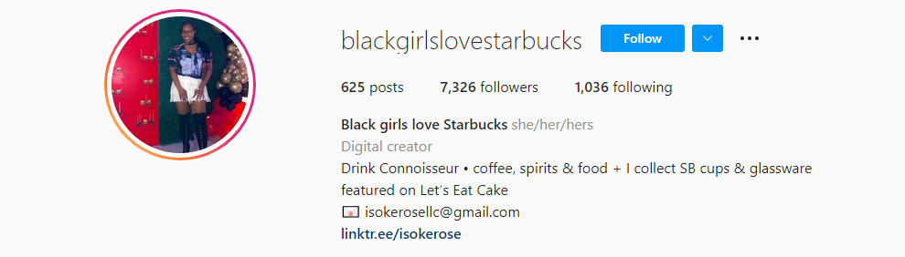 Imani Isoke Johnson of New York started IG the Instagram page Black Girls Love Starbucks.