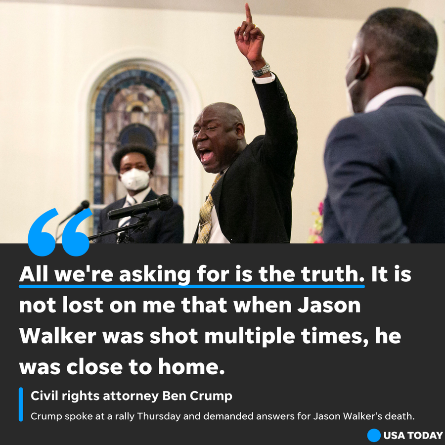 Civil rights attorney Ben Crump speaks at a rally on Thursday, Jan. 13, 2022, in Fayetteville, North Carolina.